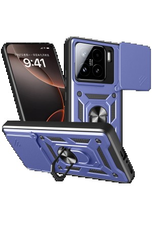 LRZ02 Xiaomi Mi 15 Kılıf Pars Lens Yüzüklü Silikon - Lacivert&hellip;