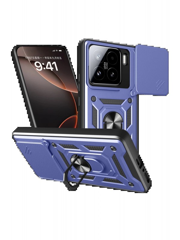 LRZ02 Xiaomi Mi 15 Kılıf Pars Lens Yüzüklü Silikon - Lacivert&hellip;