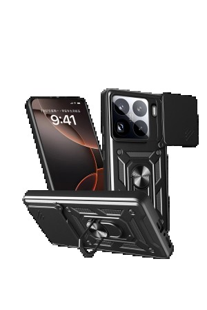 LRZ02 Xiaomi Mi 15 Pro Kılıf Pars Lens Yüzüklü Silikon - Siyah&hellip;