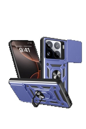 LRZ02 Xiaomi Mi 15 Pro Kılıf Pars Lens Yüzüklü Silikon - Lacivert&hellip;