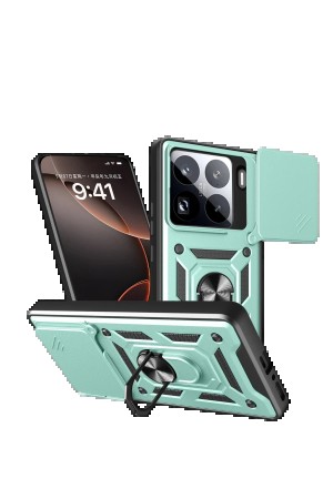 LRZ02 Xiaomi Mi 15 Pro Kılıf Pars Lens Yüzüklü Silikon - Yeşil&hellip;