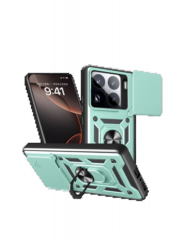 LRZ02 Xiaomi Mi 15 Pro Kılıf Pars Lens Yüzüklü Silikon - Yeşil&hellip;