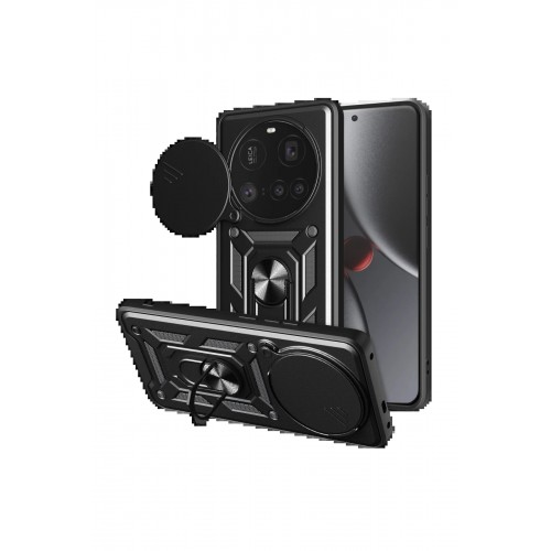 LRZ02 Xiaomi Mi 15 Ultra Kılıf Pars Lens Yüzüklü Silikon - Siyah