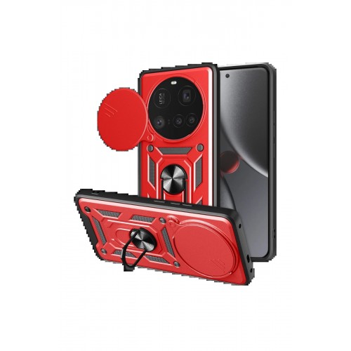 LRZ02 Xiaomi Mi 15 Ultra Kılıf Pars Lens Yüzüklü Silikon - Kırmızı