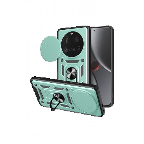 LRZ02 Xiaomi Mi 15 Ultra Kılıf Pars Lens Yüzüklü Silikon - Yeşil