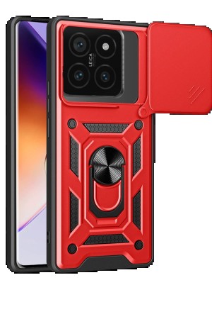 LRZ02 Xiaomi Mi 14T Pro Kılıf Pars Lens Yüzüklü Silikon - Kırmızı&hellip;
