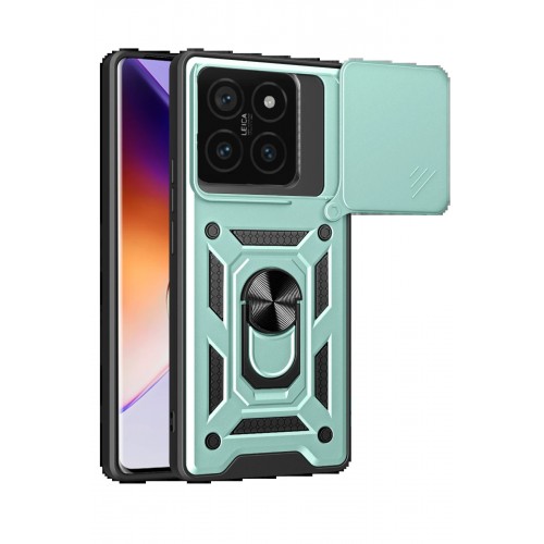 LRZ02 Xiaomi Mi 14T Pro Kılıf Pars Lens Yüzüklü Silikon - Yeşil