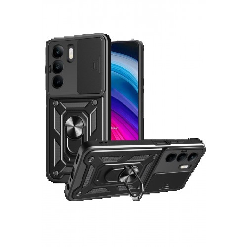 LRZ02 Realme C75 4G Kılıf Pars Lens Yüzüklü Silikon - Siyah