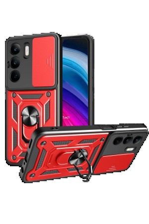 LRZ02 Realme C75 4G Kılıf Pars Lens Yüzüklü Silikon - Kırmızı&hellip;