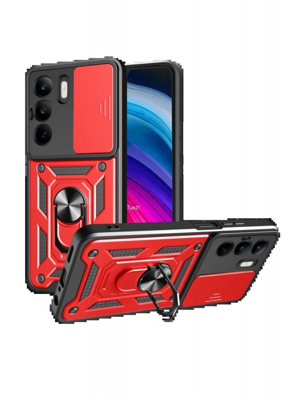 LRZ02 Realme C75 4G Kılıf Pars Lens Yüzüklü Silikon - Kırmızı&hellip;