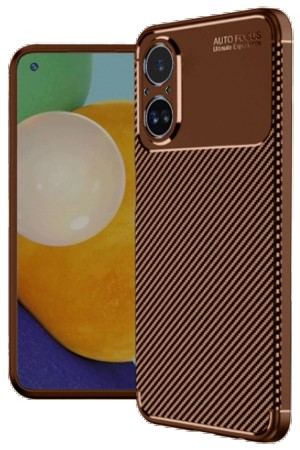 LRZ02 Realme 12 Lite Kılıf Auto Focus Karbon Kapak - Kahverengi&hellip;