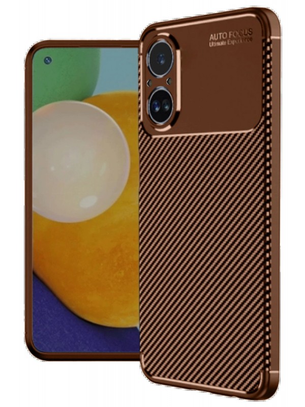 LRZ02 Realme 12 Lite Kılıf Auto Focus Karbon Kapak - Kahverengi&hellip;