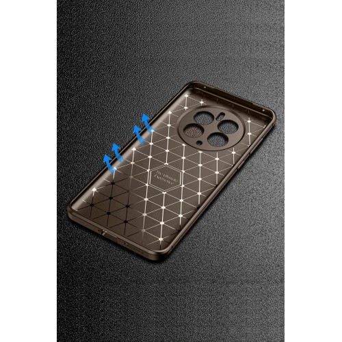 LRZ02 Realme 12 Pro Plus Kılıf Auto Focus Karbon Kapak - Kahverengi