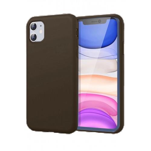 LRZ02 iPhone 11 Kılıf First Silikon - Kahverengi