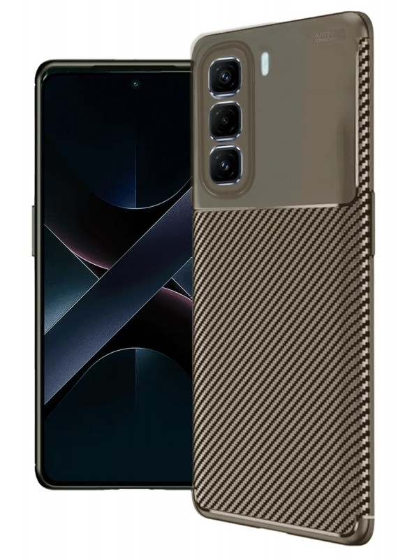 LRZ02 İnfinix Hot 50 4G Kılıf Auto Focus Karbon Kapak - Kahverengi&hellip;