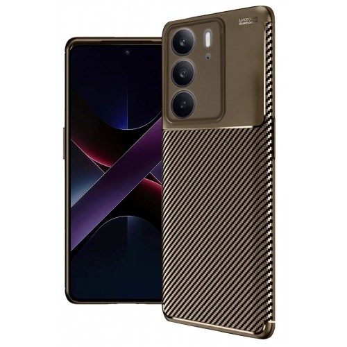 LRZ02 Realme C75 4G Auto Focus Karbon Kapak - Kahverengi