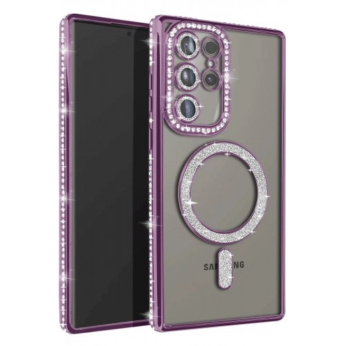 LRZ02 Samsung Galaxy S23 Ultra Joke Simli Magneticsafe Kılıf - Derin Mor