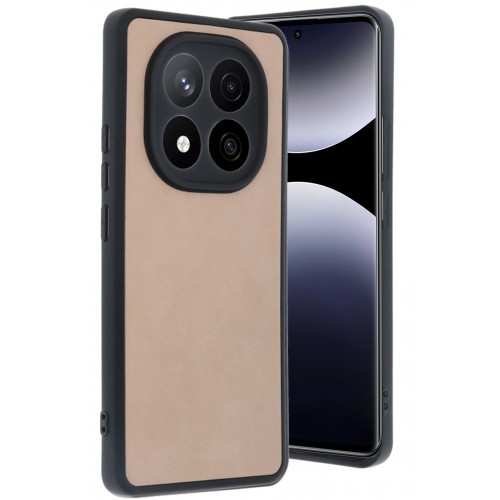 LRZ02 Xiaomi Redmi Note 14 Pro 5G Kılıf Aras Deri Kapak - Pudra