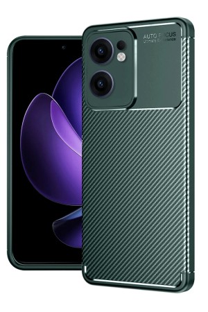 LRZ02 Oppo Reno 13F Kılıf Auto Focus Karbon Kapak - Koyu Yeşil&hellip;