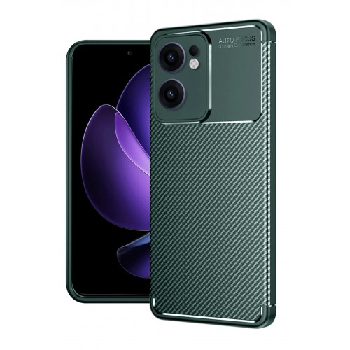 LRZ02 Oppo Reno 13F Kılıf Auto Focus Karbon Kapak - Koyu Yeşil