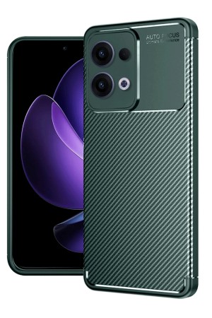 LRZ02 Oppo Reno 13 Pro Kılıf Auto Focus Karbon Kapak - Koyu Yeşil&hellip;