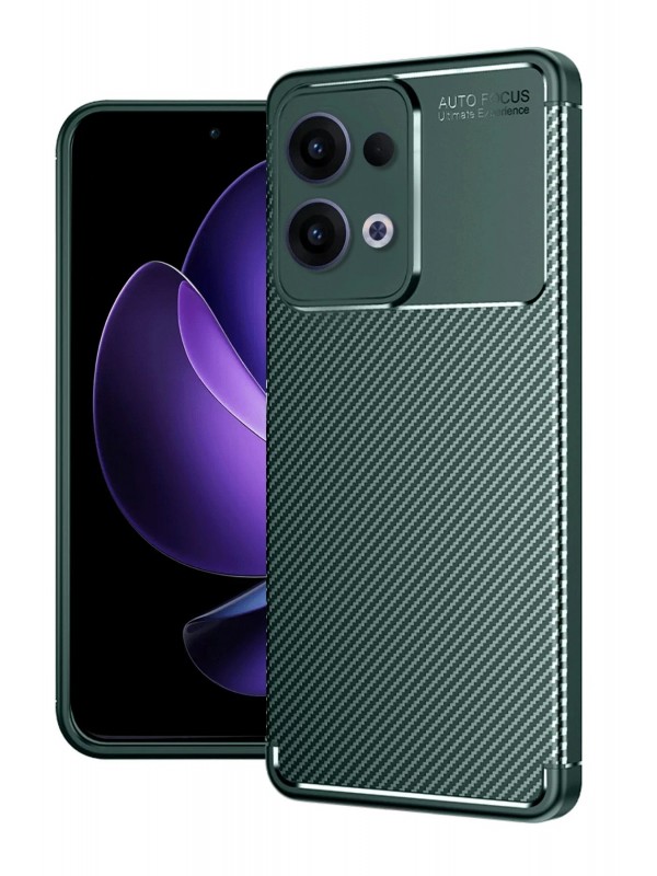 LRZ02 Oppo Reno 13 Pro Kılıf Auto Focus Karbon Kapak - Koyu Yeşil&hellip;