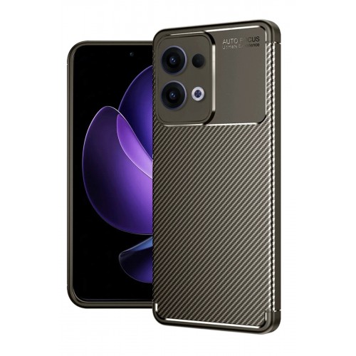 LRZ02 Oppo Reno 13 Pro Kılıf Auto Focus Karbon Kapak - Kahverengi