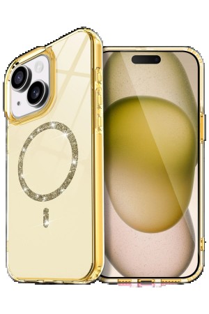 LRZ02 Apple iPhone 14 Live Diamond Magsafe Kapak - Sarı&hellip;