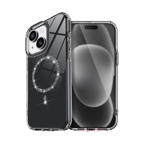 LRZ02 Apple iPhone 14 Live Diamond Magsafe Kapak - Siyah