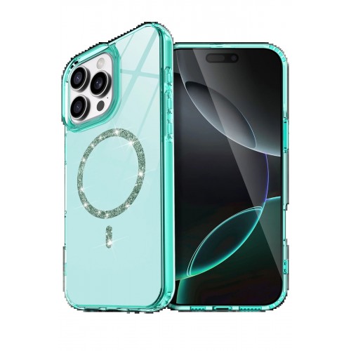 LRZ02 Apple iPhone 14 Pro Max Live Diamond Magsafe Kapak - Yeşil