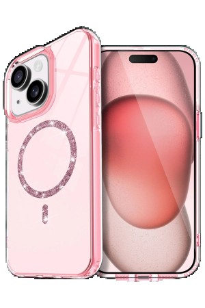 LRZ02 Apple iPhone 15 Live Diamond Magsafe Kapak - Pembe&hellip;