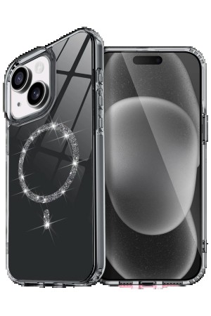 LRZ02 Apple iPhone 15 Live Diamond Magsafe Kapak - Siyah&hellip;