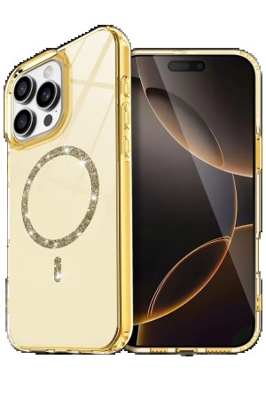 LRZ02 Apple iPhone 15 Pro Max Live Diamond Magsafe Kapak - Sarı&hellip;