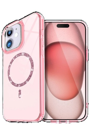 LRZ02 Apple iPhone 12 Live Diamond Magsafe Kapak - Pembe&hellip;