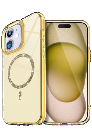 LRZ02 Apple iPhone 12 Live Diamond Magsafe Kapak - Sarı&hellip;