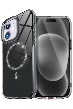 LRZ02 Apple iPhone 12 Live Diamond Magsafe Kapak - Siyah&hellip;