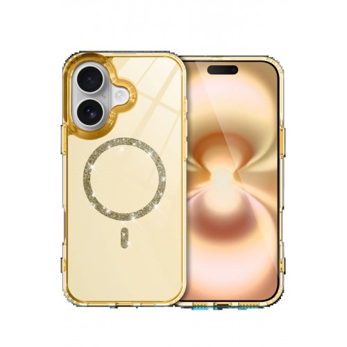 LRZ02 Apple iPhone 16 Live Diamond Magsafe Kapak - Sarı