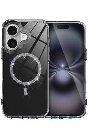 LRZ02 Apple iPhone 16 Live Diamond Magsafe Kapak - Siyah&hellip;