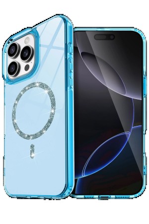 LRZ02 Apple iPhone 16 Pro Live Diamond Magsafe Kapak - Mavi&hellip;