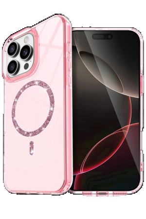 LRZ02 Apple iPhone 16 Pro Live Diamond Magsafe Kapak - Pembe&hellip;