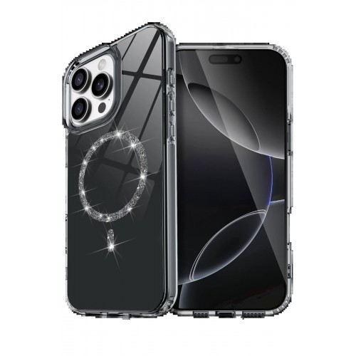 LRZ02 Apple iPhone 16 Pro Live Diamond Magsafe Kapak - Siyah