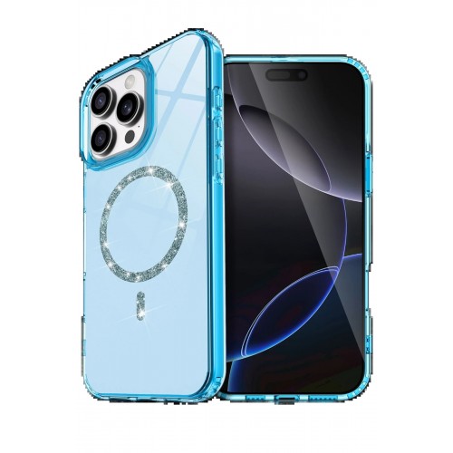 LRZ02 Apple iPhone 16 Pro Max Live Diamond Magsafe Kapak - Mavi