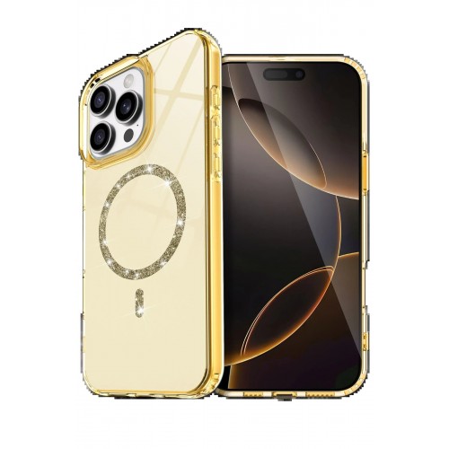 LRZ02 Apple iPhone 16 Pro Max Live Diamond Magsafe Kapak - Sarı