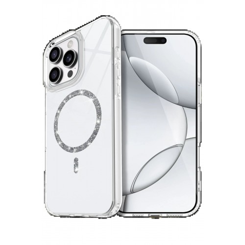 LRZ02 Apple iPhone 16 Pro Max Live Diamond Magsafe Kapak - Şeffaf