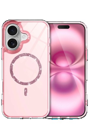 LRZ02 Apple iPhone 16 Plus Live Diamond Magsafe Kapak - Pembe&hellip;