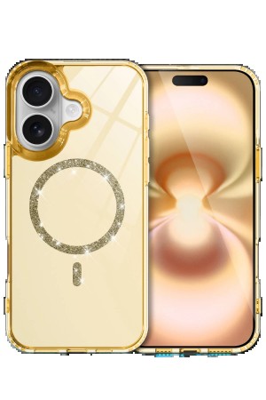 LRZ02 Apple iPhone 16 Plus Live Diamond Magsafe Kapak - Sarı&hellip;