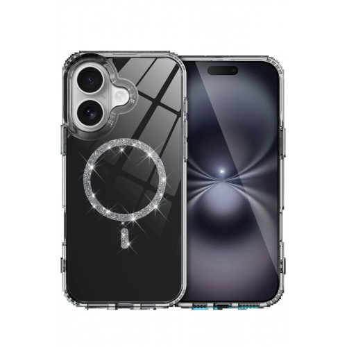 LRZ02 Apple iPhone 16 Plus Live Diamond Magsafe Kapak - Siyah