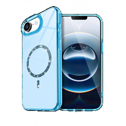 LRZ02 Apple iPhone 16E Live Diamond Magsafe Kapak - Mavi