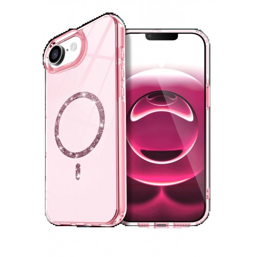 LRZ02 Apple iPhone 16E Live Diamond Magsafe Kapak - Pembe