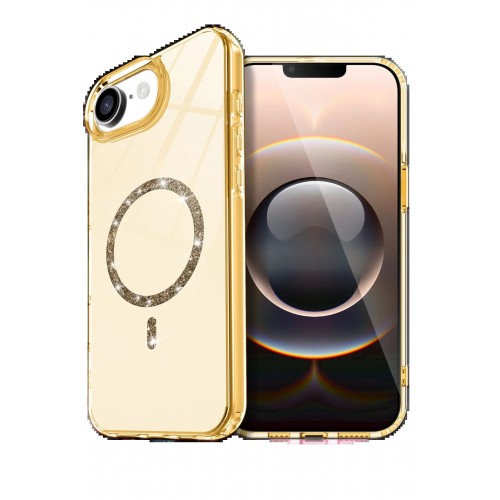 LRZ02 Apple iPhone 16E Live Diamond Magsafe Kapak - Sarı